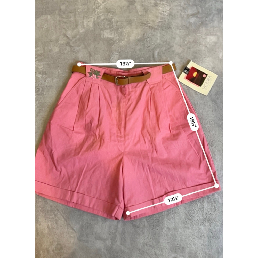 VTG COTTAGECORE Pink Long Shorts with Brown Belt Juniors 13 - Picture 6 of 7